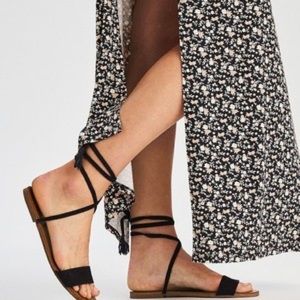 American Eagle Wide Strap Ankle Tie Sandal